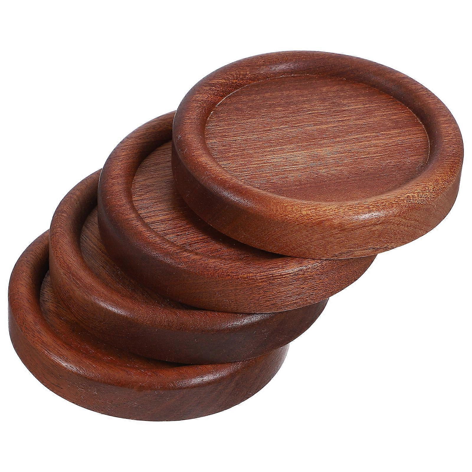 Wooden Coaster Round Cup Pads for Table Protection 4Pcs Set