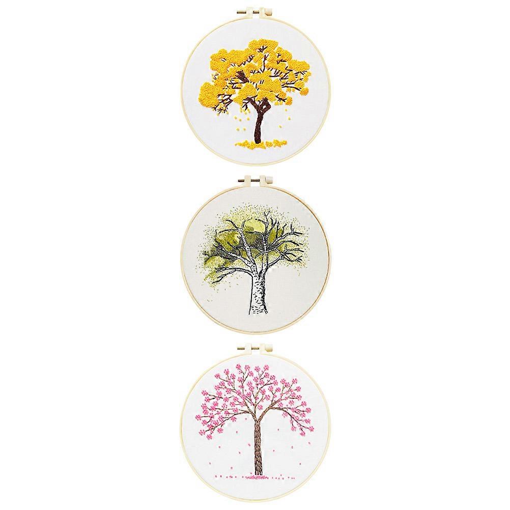 Decorative Embroidery Kit Embroidery Kit for Decor 3Sets Tree Pattern DIY