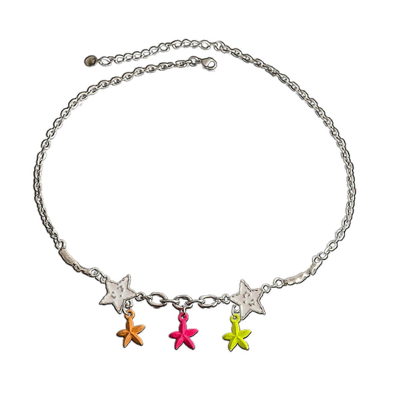 Female Trend Niche Net Red Collarbone Chain Five-pointed Star Necklace Student Simple Temperament Cold Wind Necklace Multicolor