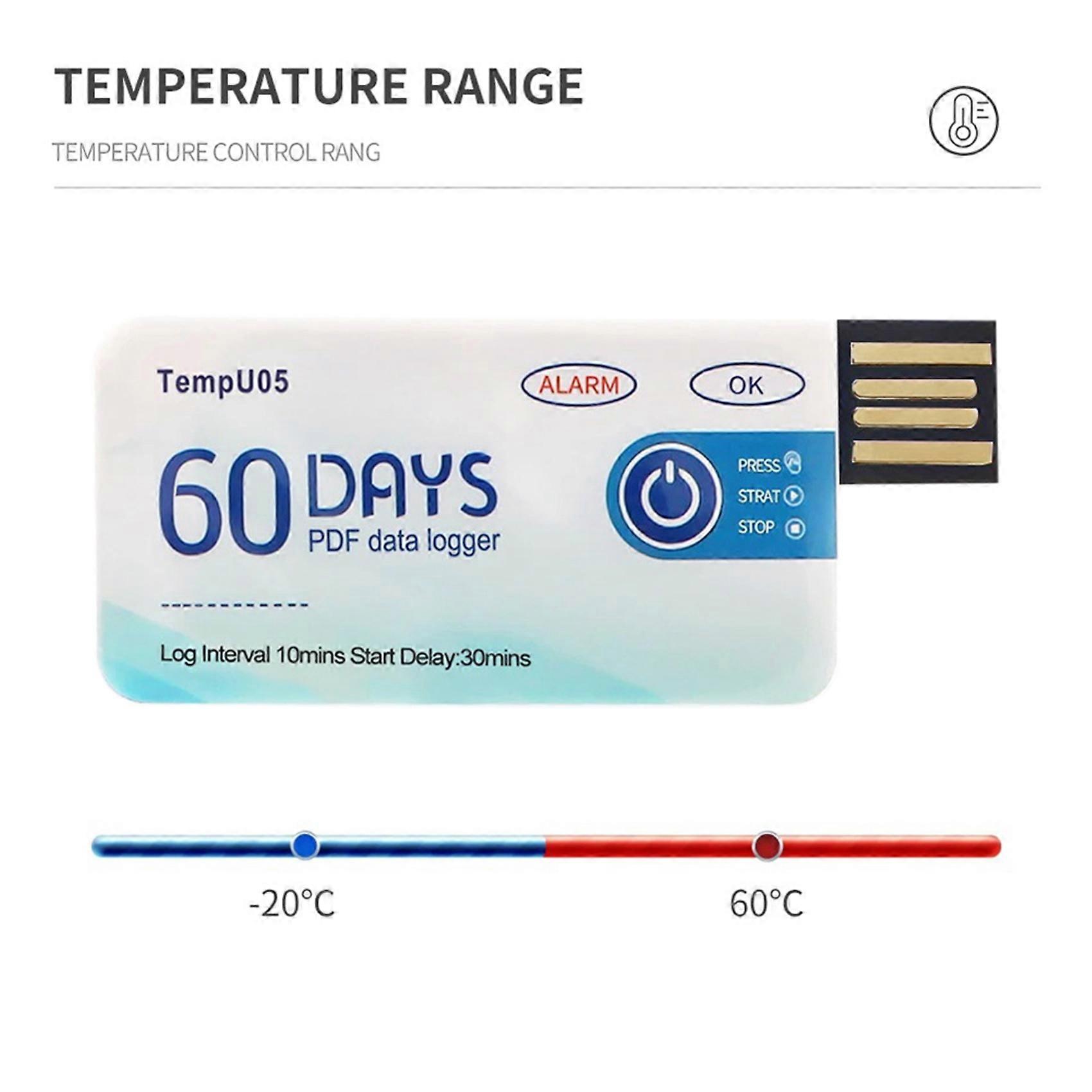 TempU05 Temperature Data Logger 60 Days Disposable Temperature Analyzer PDF USB