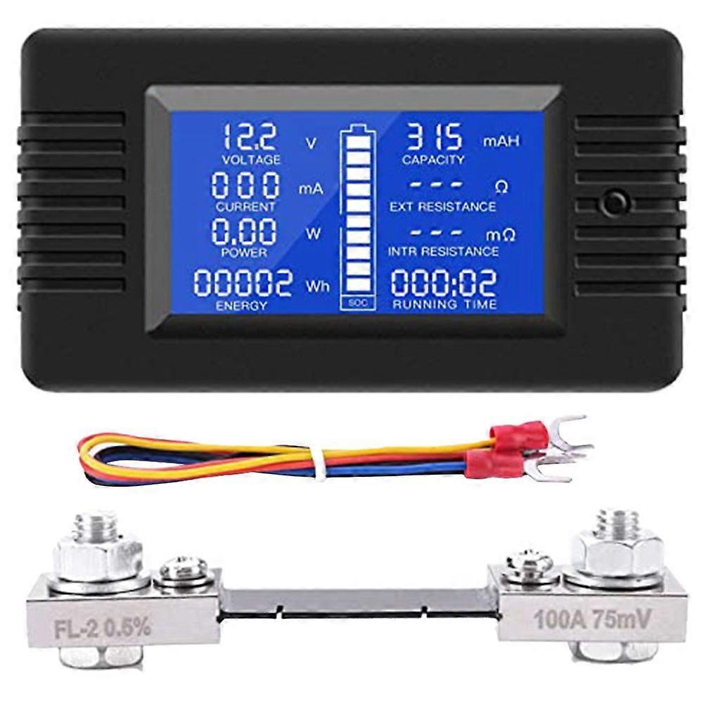 DC Battery Monitor Power Meter Ammeter Digital DC 0-200V Shunt 100A Multimeter, Meter Voltmeter Capacity Tester