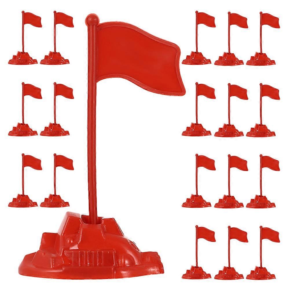Sand Table Red Flag Model for Decor 30Pcs Plastic Miniature Flags