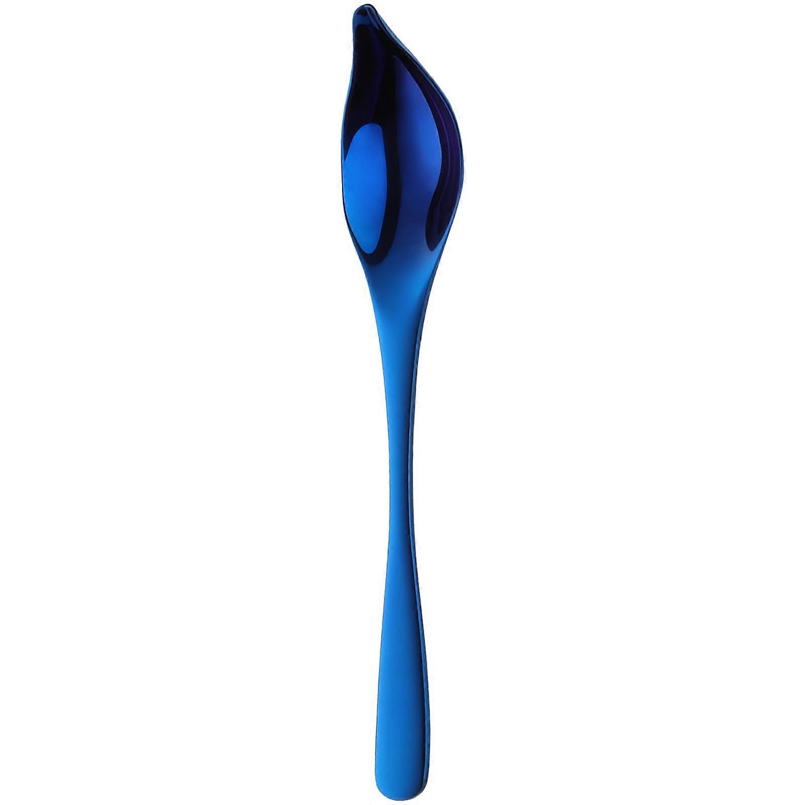 Drizzle Spoon Stainless Steel Precision Control Ergonomic Comfort Grip Mirror Polished Deep Blue