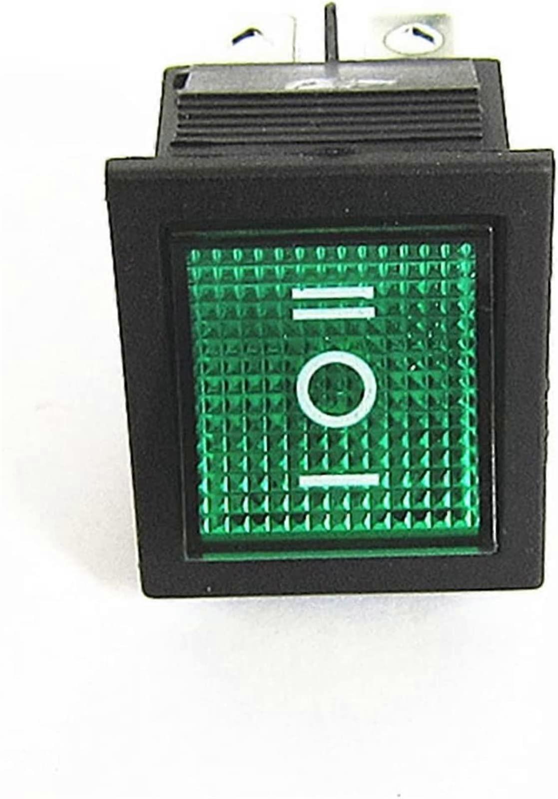 Rocker Toggle Switch KCD2 3 Position Power Switch 16A 250VAC 20A 125VAC Green Lighted Rocker Switch 1PC