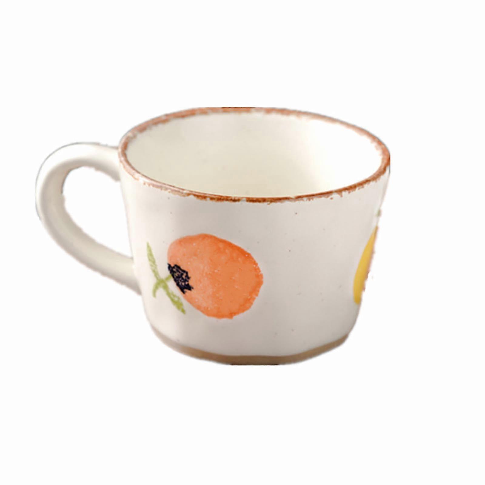 Japanese Pottery Mug 360ml Handmade Ceramic Coffee Cup with Persimmon Design Microwave Safe