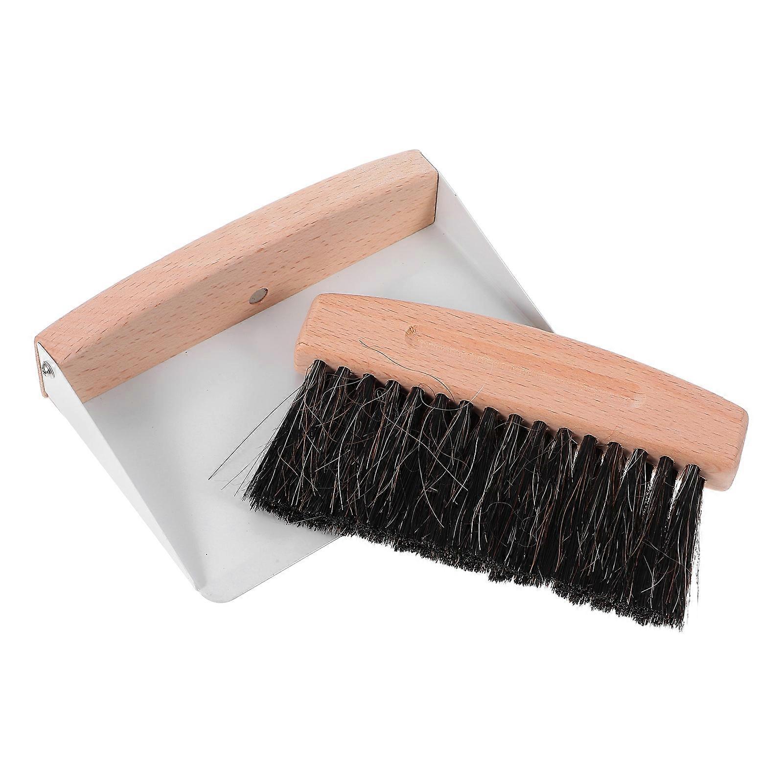 White Mini Desktop Broom and Dustpan Set for Table Cleaning 1Set