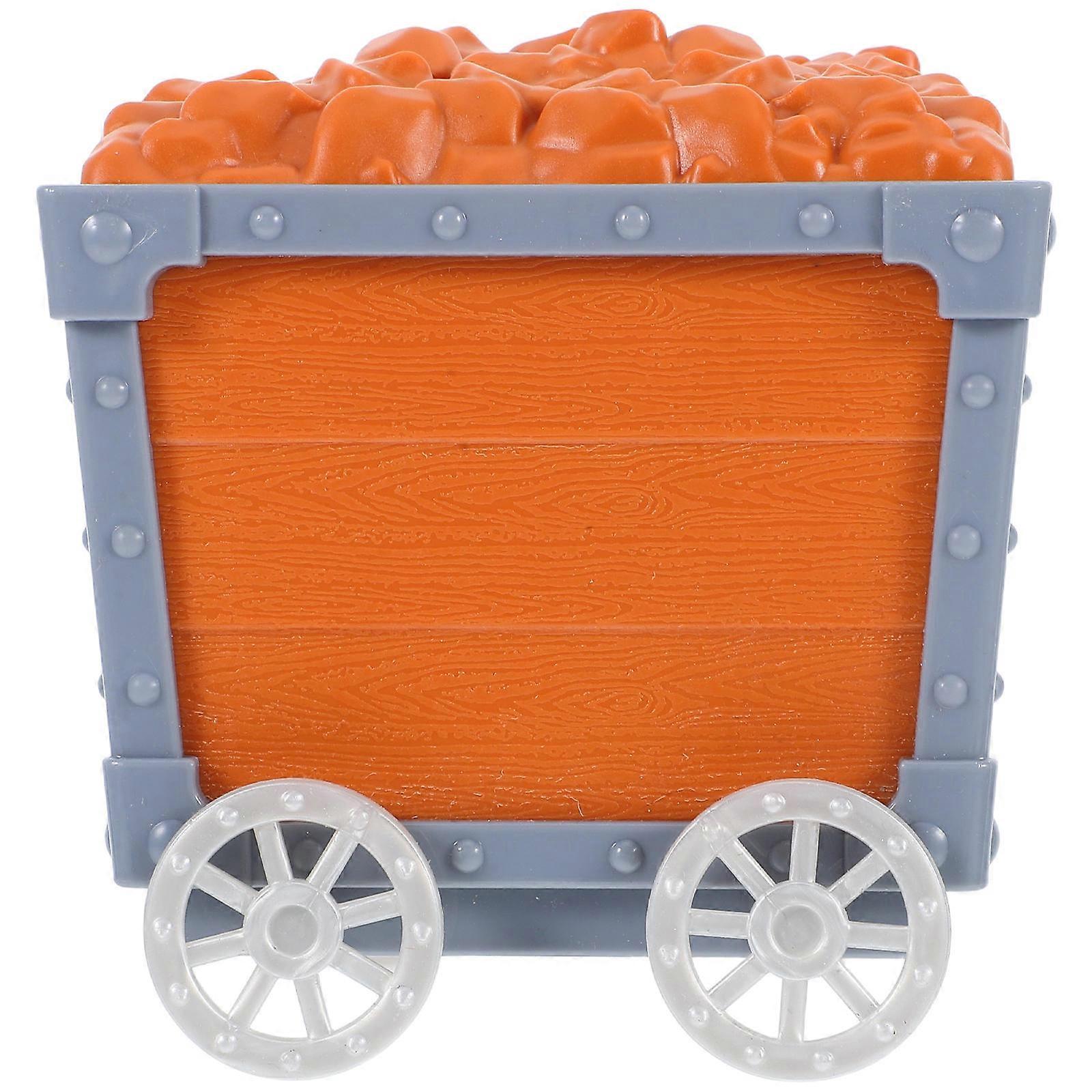 Plastic Mining Cart Toy for Decoration with Versatile Functions Orange