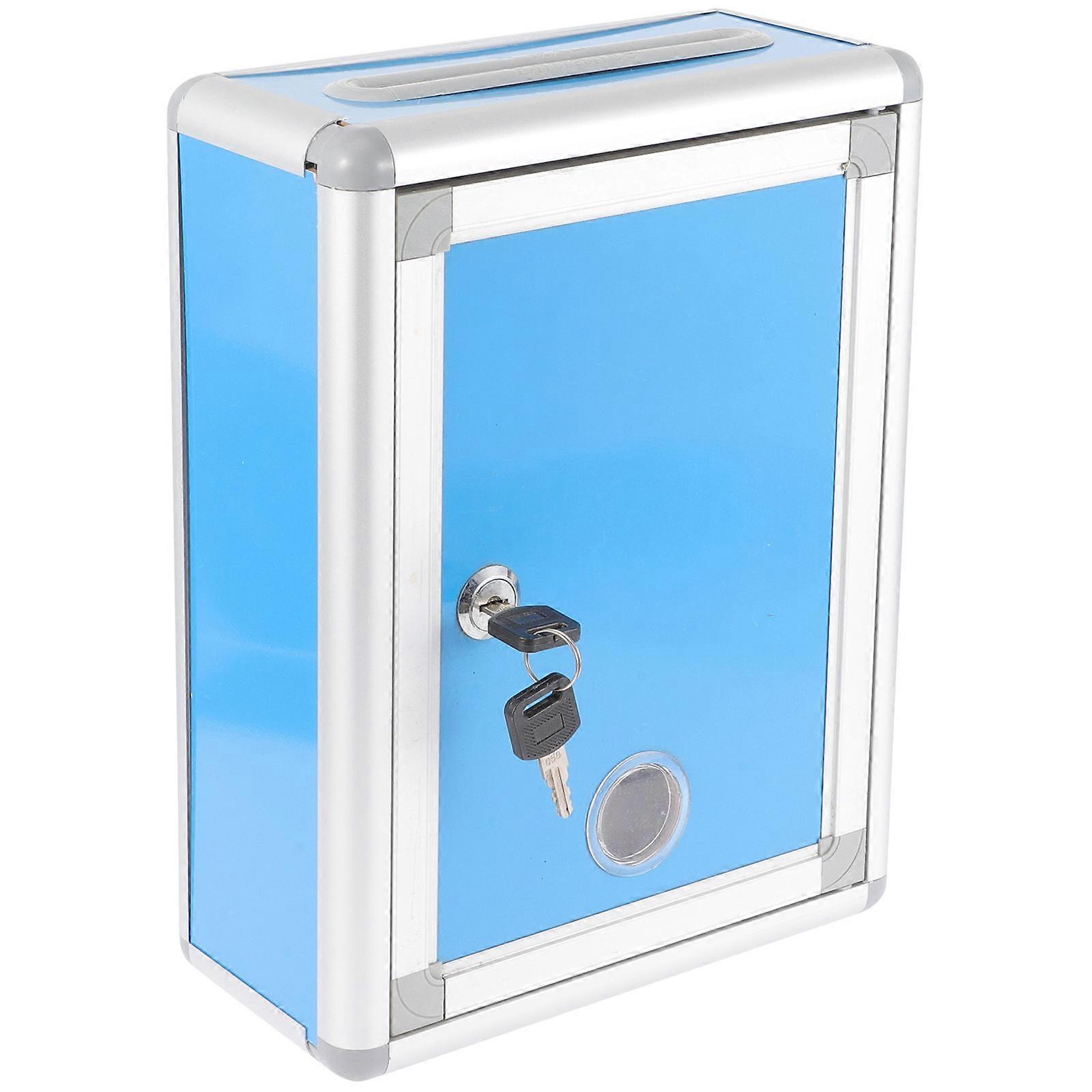 Wall Mounted Suggestion Box Locking Mailbox Rectangular Shape Blue 28.5X22CM 1Set