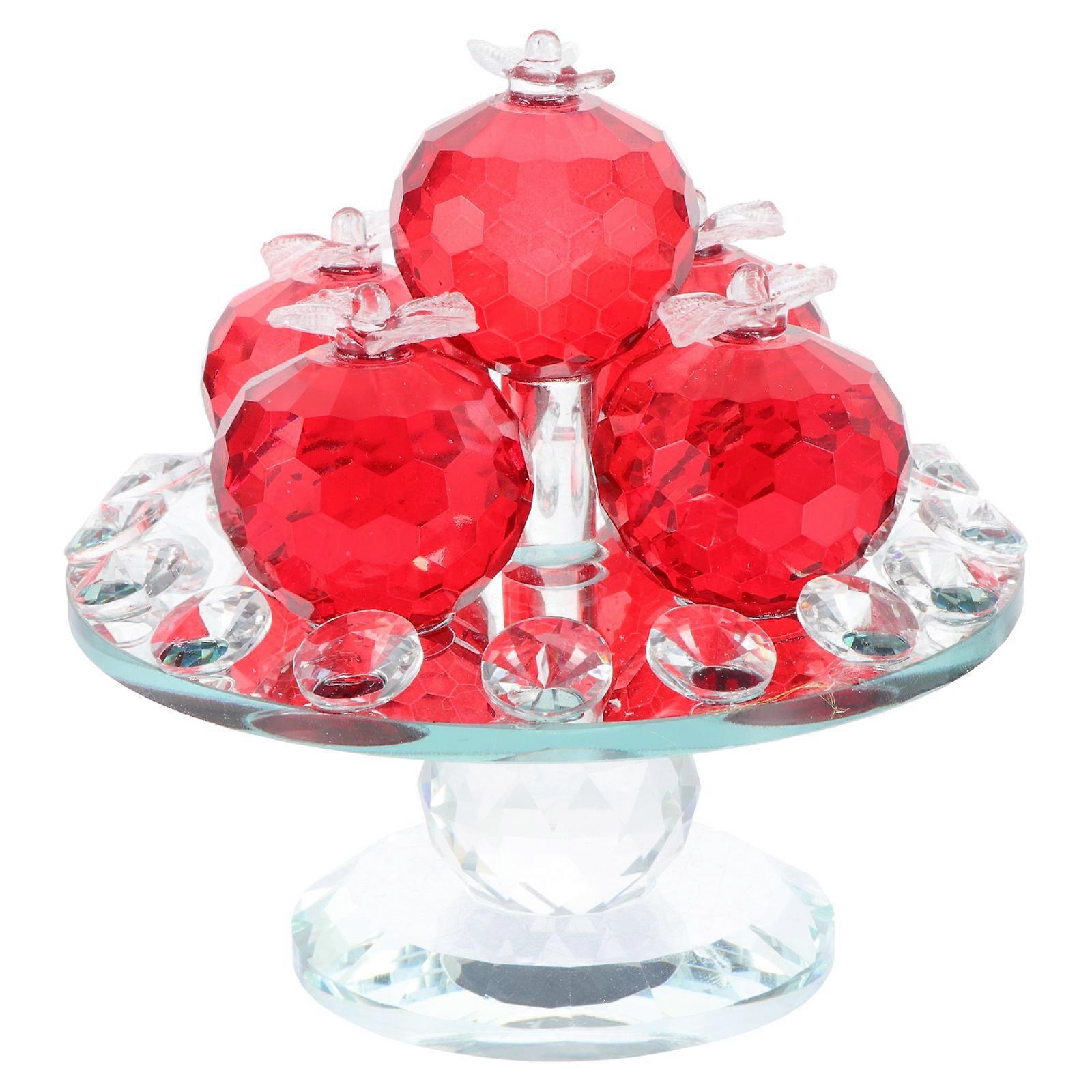 Red Crystal Fruit Tray for Decor with Creative Desktop Decoration