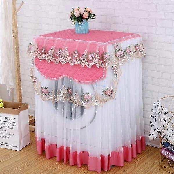 Pink Lace Front Load Washing Machine Dust Cover Dustproof Decorative Protector