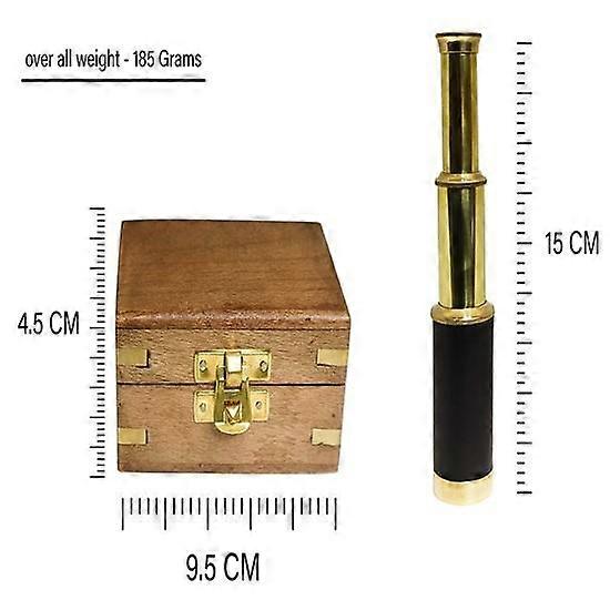 Hand Held Telescope Spotting Scope With Wooden Box Pirate Navigation 15.24cm