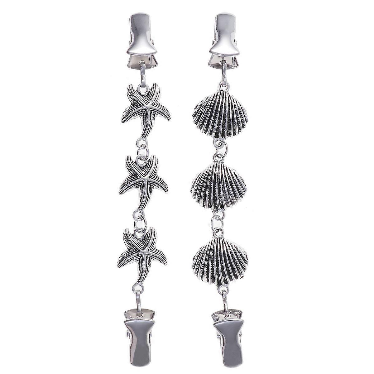 Silver Star and Shell Shape Clips for Decor 4Pcs Opening Clips Sweater Chains