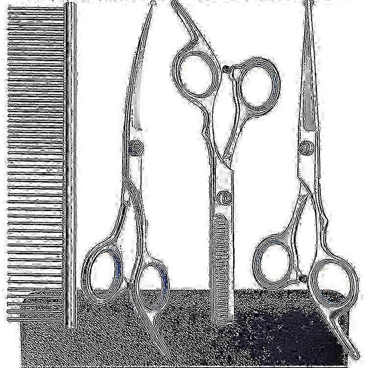 3pcs Dog Grooming Scissors Kit Professional Safety Thinning Shears Comb