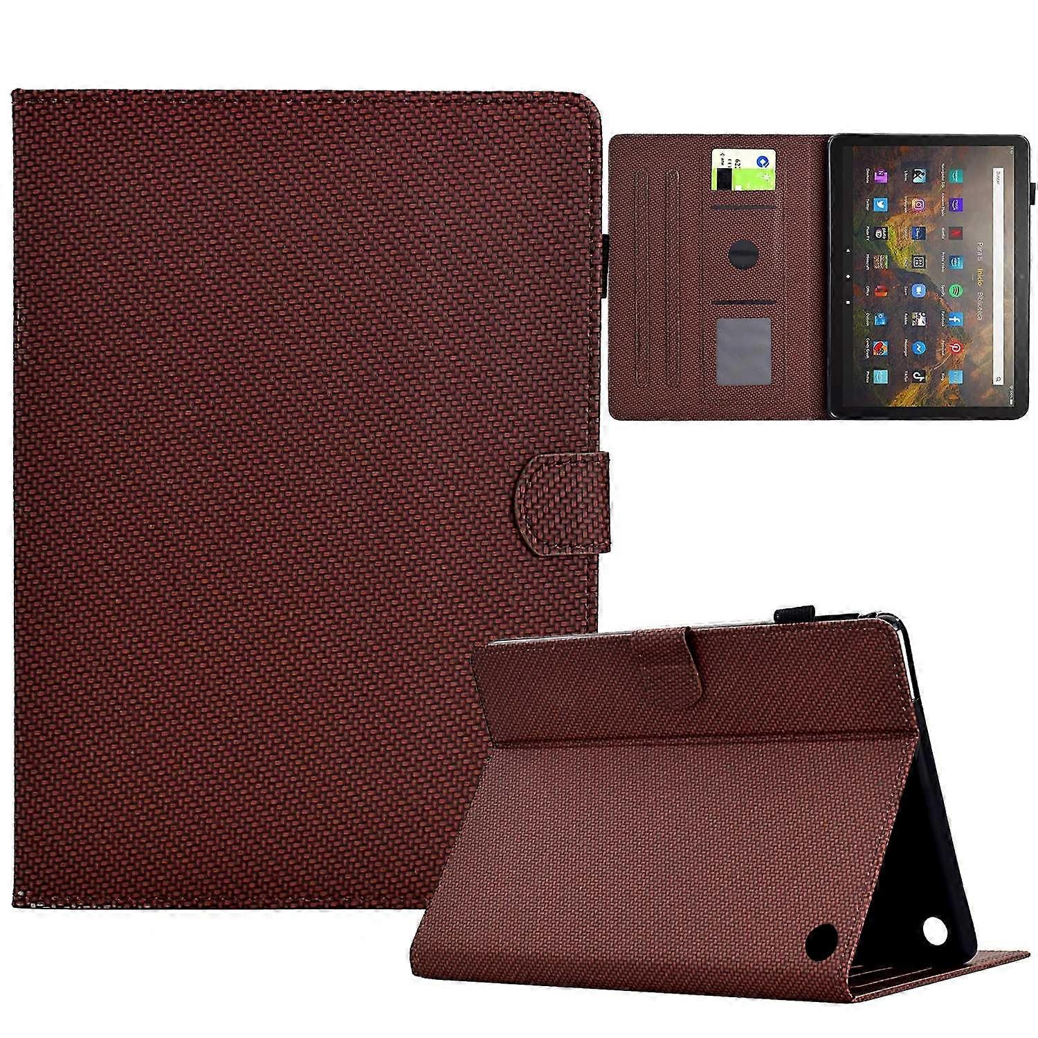 For Amazon Fire HD 10 Plus (2023) Case Carbon Fiber Texture PU Leather E-Reader Cover