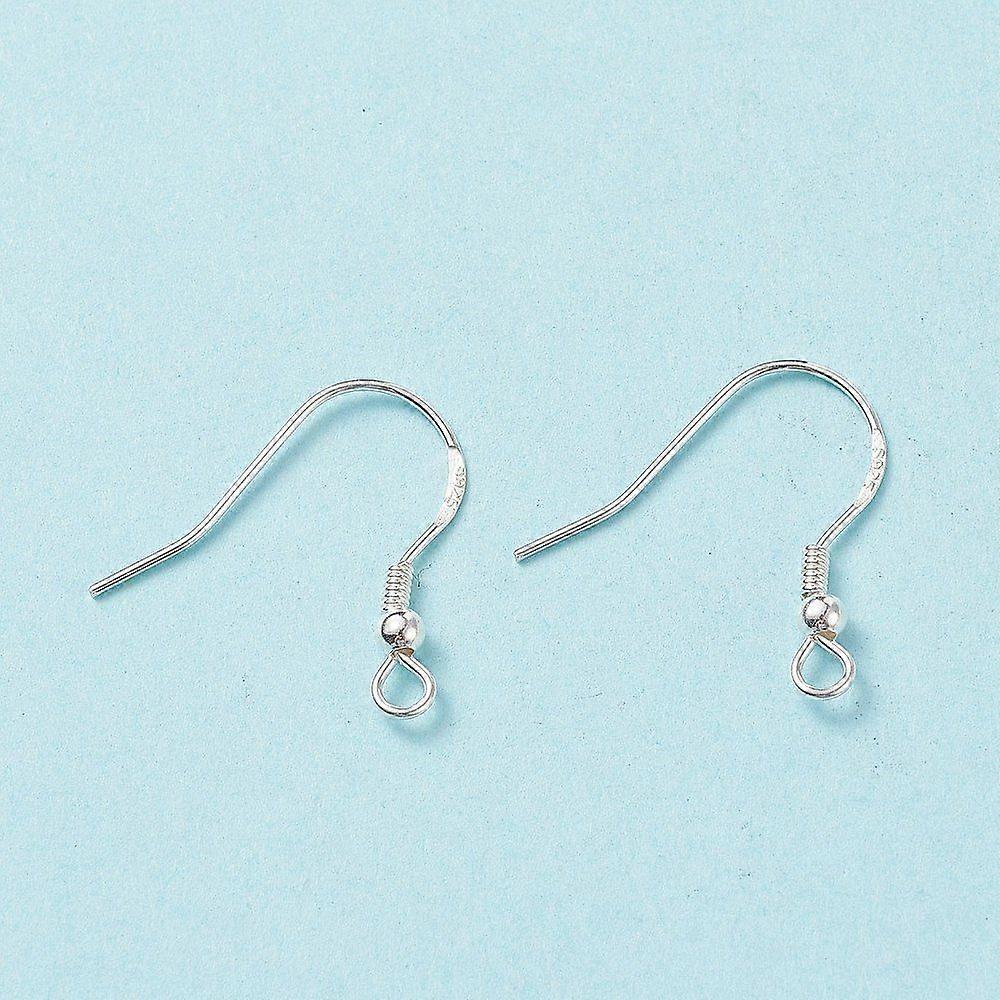 Sterling Silver Earring Hooks Silver 18x17~19mm Hole: 2mm Pin: 0.6mm