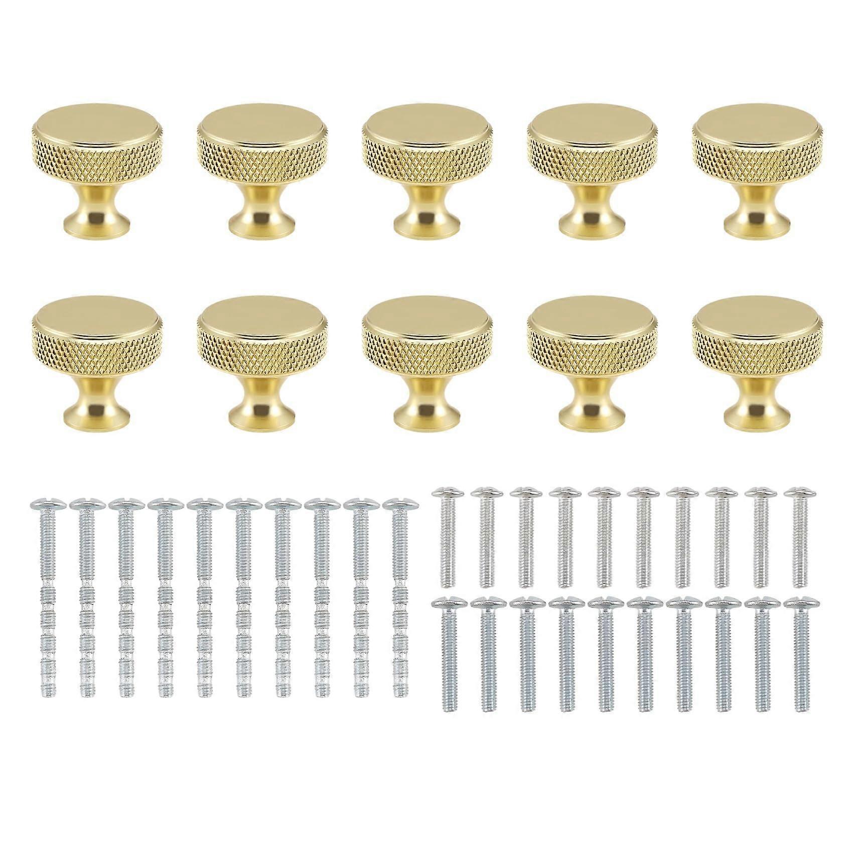 Gold Cabinet Knobs Set 10 Pack Aluminum Alloy Drawer Knobs Textured Design Easy Installation