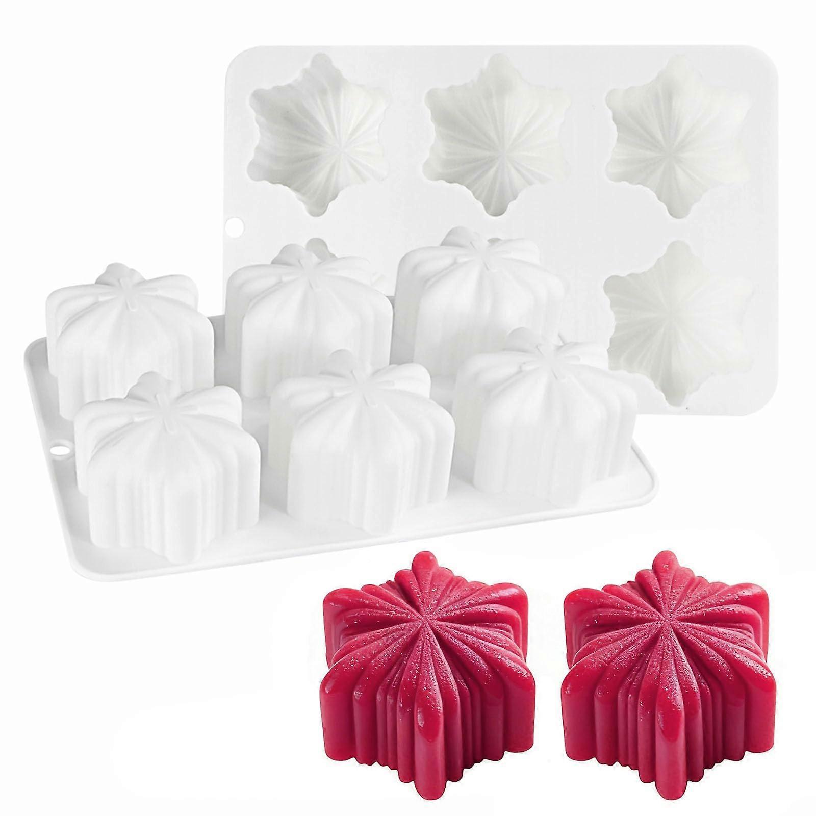 Christmas Silicone Mold with Large 6Cavity Snowflake Design for Soap, Baking, Candle Making