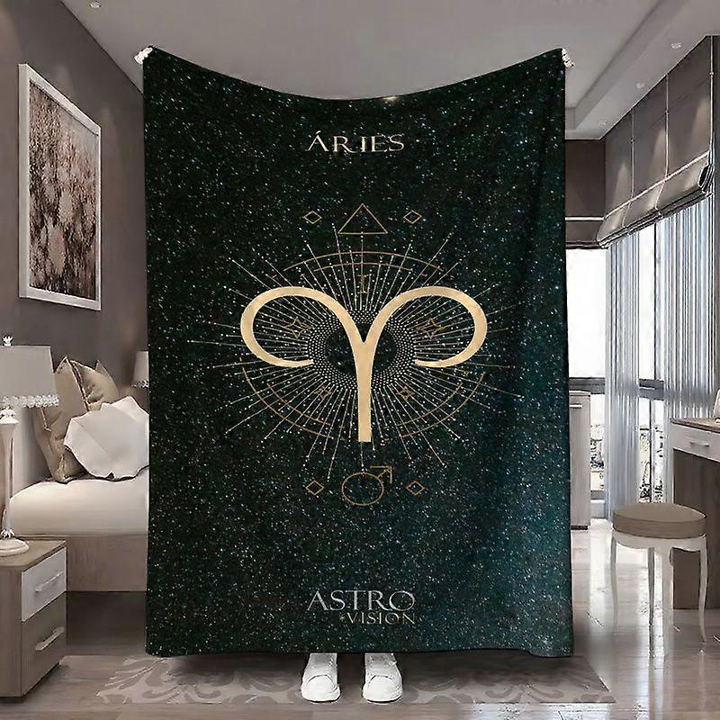 \u00C1RIES Zodiac Pattern Printed Flannel Blanket  100% Polyester