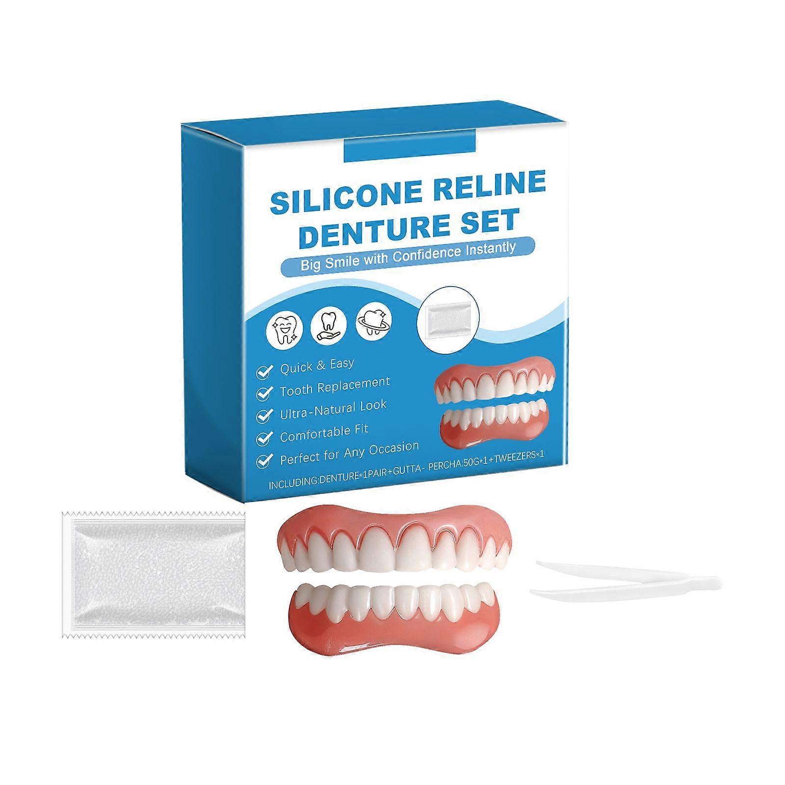 Amz Denture Set - Cosmetic And Comfortable False Teeth Easy To Wear