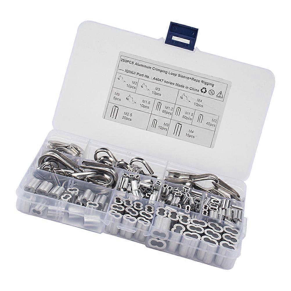 Steel Wire Rope Loop Stainless Crimping Loop Sleeve for 250Pcs