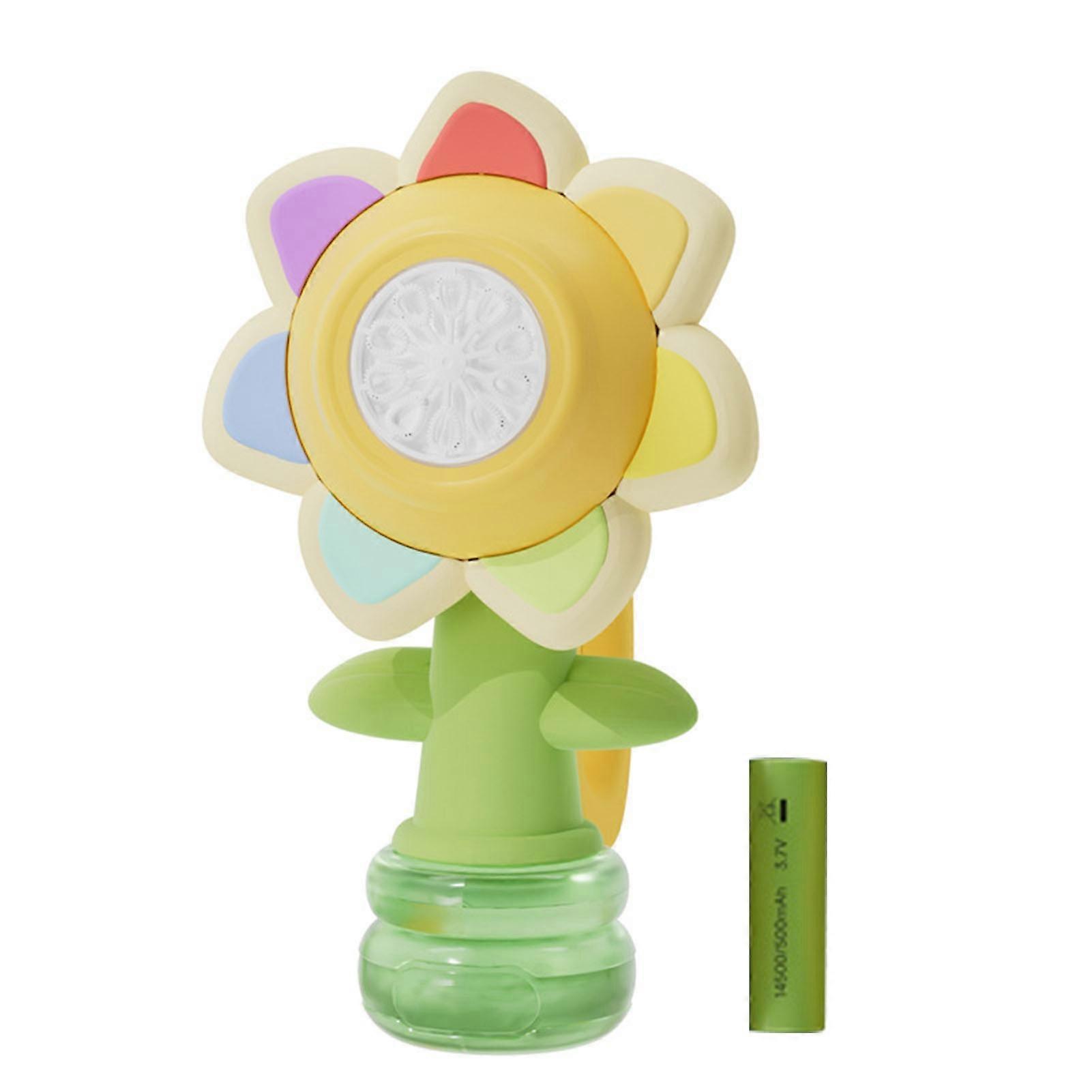 Colorful Flower Bubble Machine Dancing Light-up Flower Bubble Maker Summer Outdoor Handheld