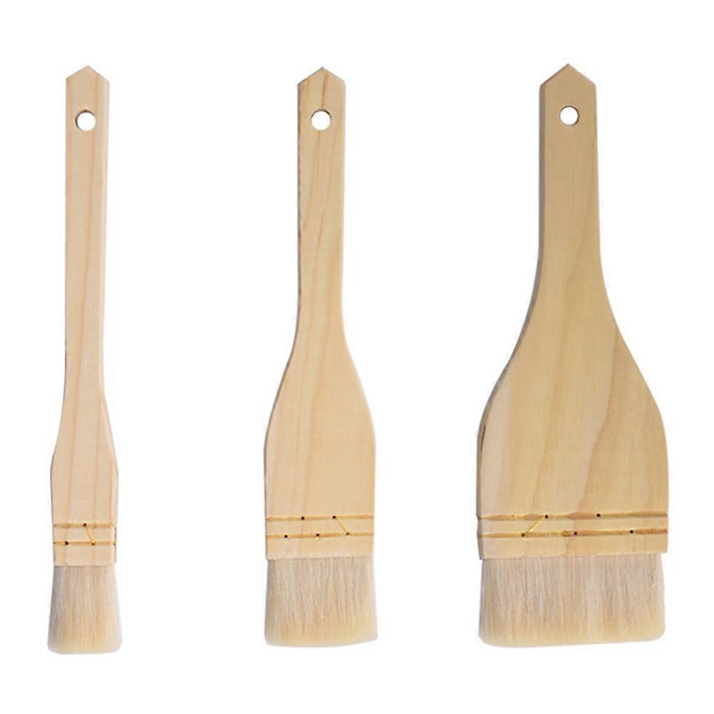 Beige Woolen Brush 3Pcs Multi-Function Bbq Oil Brush for Kitchen Use