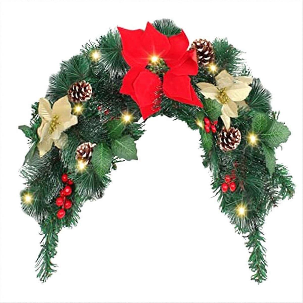 Christmas Mailbox with Lights Berry Red Flowers Clusters Pine Cones