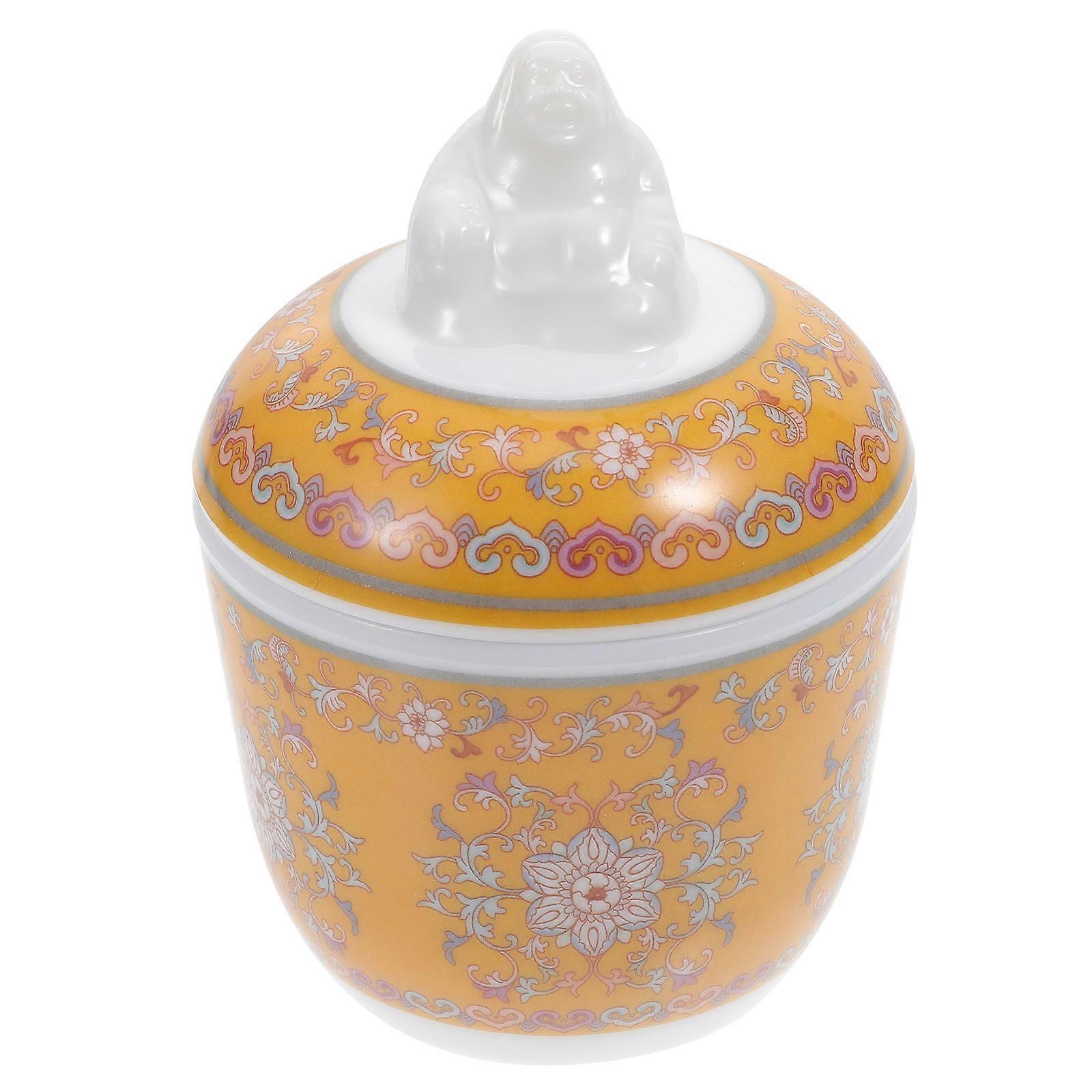 Ceramic Stew Pot with Lid for Home Use Orange Material Heat Retention Function 1Set