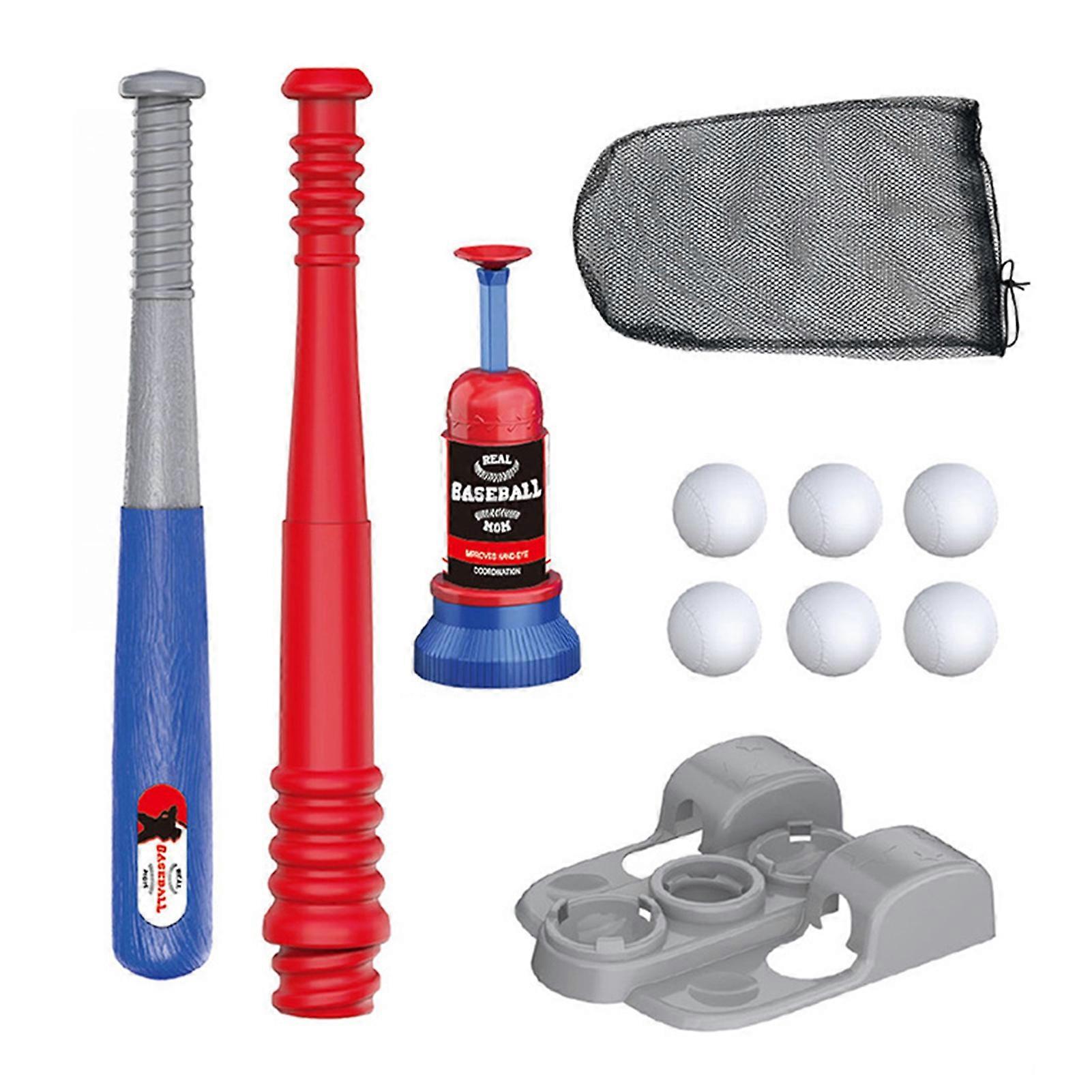 T Ball Set with Automatic Pitching Machine Adjustable Batting Tee 6 Baseballs Motor Skill