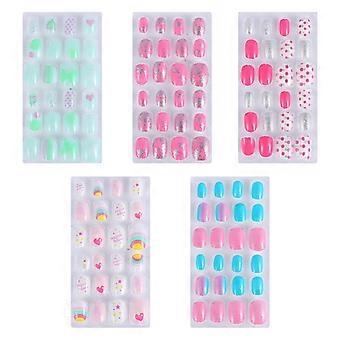 120Pcs Kids Fake Nails Full Cover Press On Nails Girls Manicure False Nails
