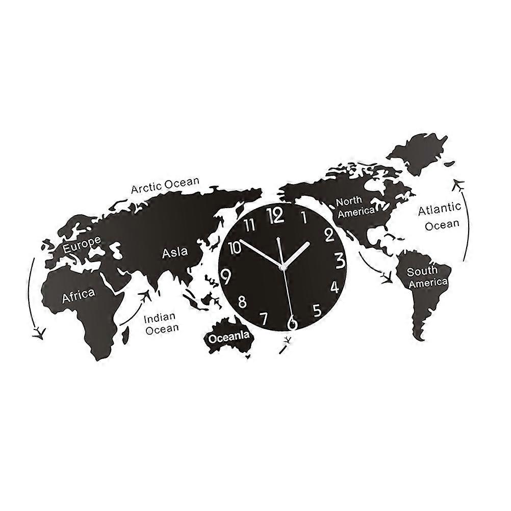 Wall Clock Acrylic World Map Wall Hanging Clock for Decoration 2Pcs