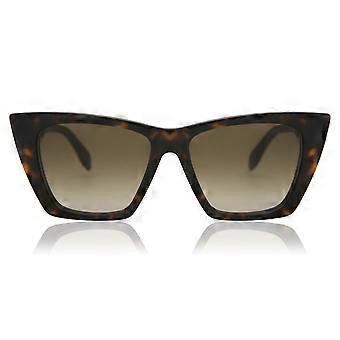 Alexander McQueen AM0299S 002 Vollrand-Sonnenbrille für Damen, quadratisch, dunkelbraun, UV2-Schutz, Original