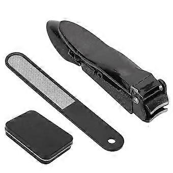 Pack Stainless Steel Nail Clippers with File Strip Splash Resistant Nail Clippers for Fingernails and Toenails Black