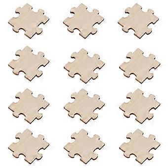 Puzzle Wood Slices Diy Wooden Slices Jigsaw Puzzle Chips for Kids Square Beige 3.00X3.00X0.30CM Decorations 100Pcs