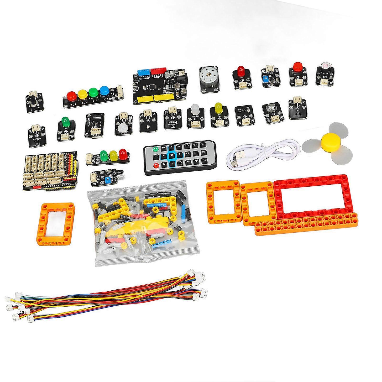 Programming Development Board Kit Education Robot Building Block Sensor LED Lights Module and Cables Set