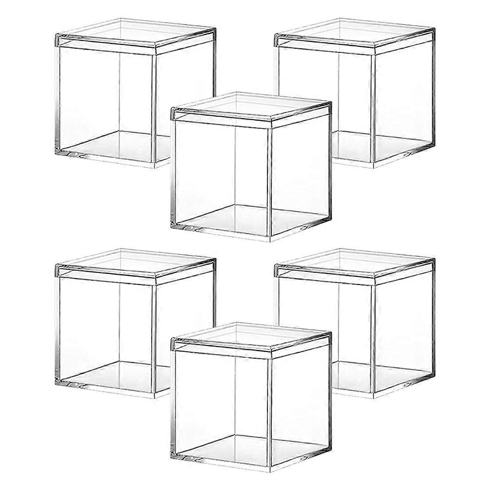 Acrylic Packaging Box for Storage 6Pcs Clear Square Candy Boxes Transparent