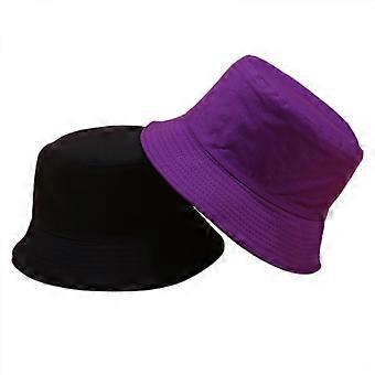 Cute Bucket Hat Beach Fisherman Hats for Women, Reversible Double-Side-Wear Unisex (Deep Purple)