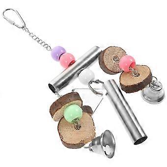Jouet à mâcher pour perroquet avec 2 clochettes colorées pour oiseaux grimpants