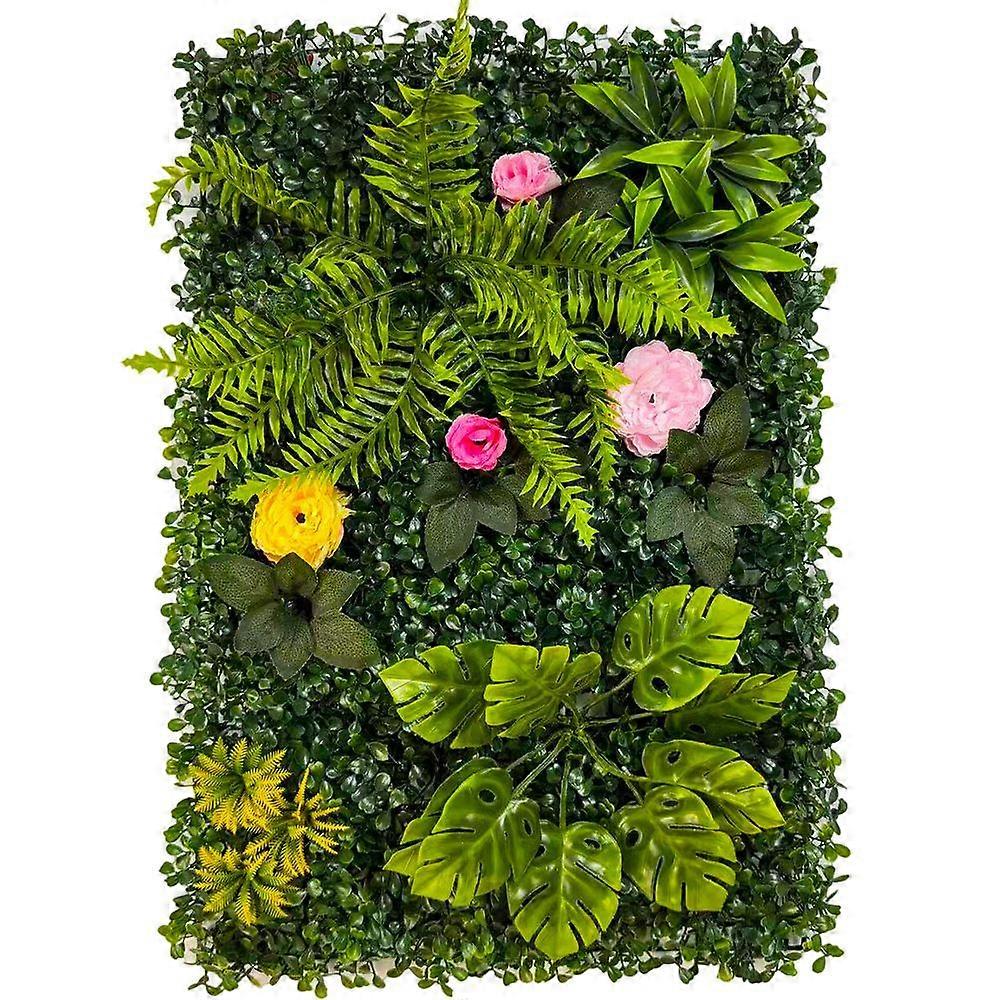 Artificial Plant Wall Panel, Greenery Backdrop with Flowers for Decor