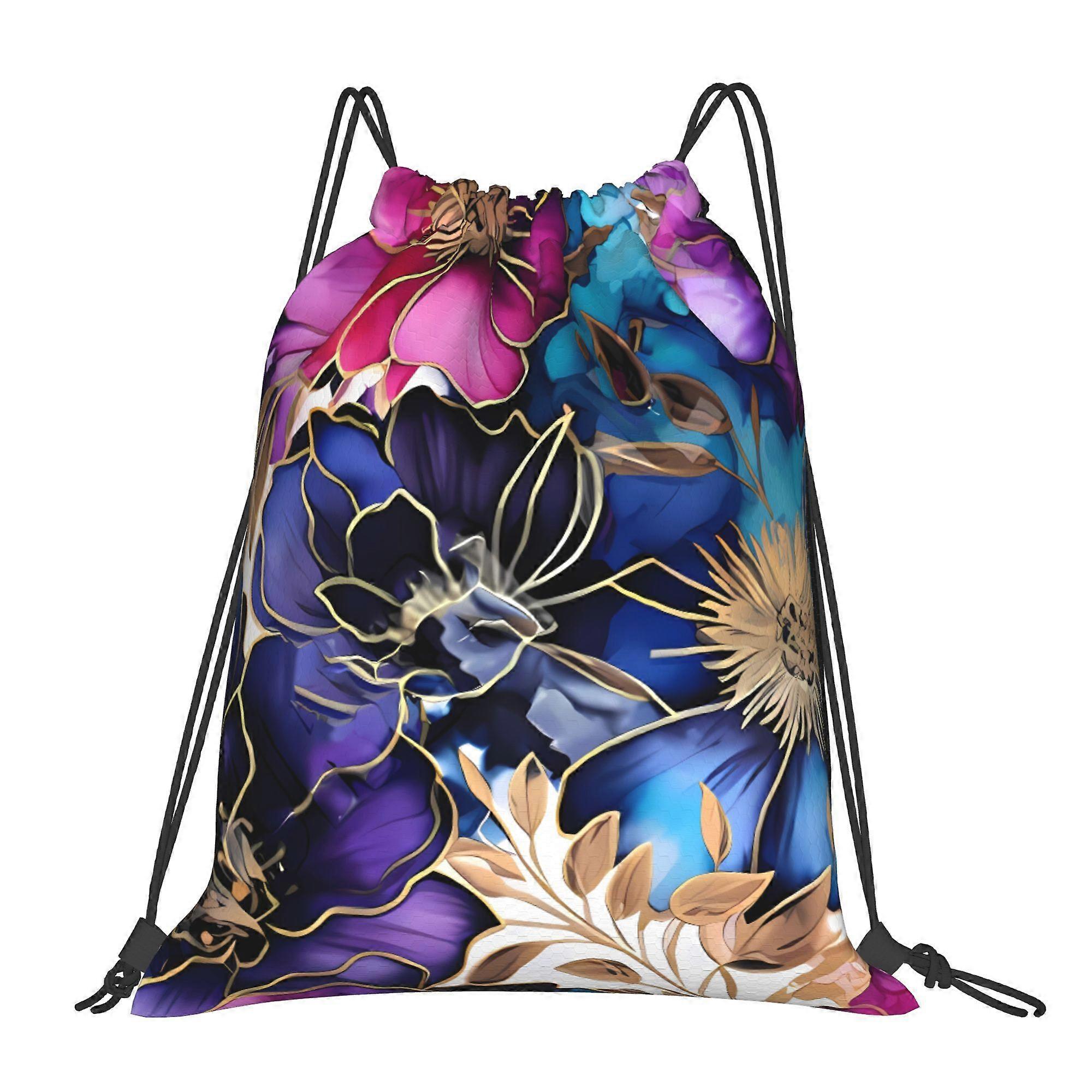 Psychedelic Flower Drawstring Bags-Dwazs