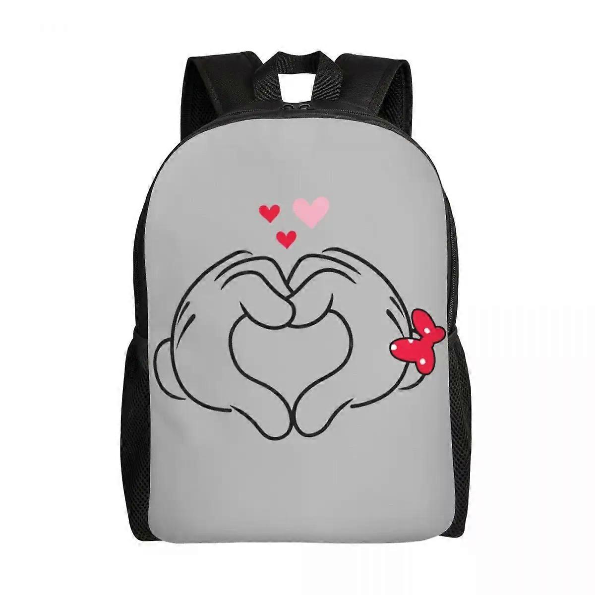 SJ3156 Mickey Mouse Minnie Love Backpack for Men Women Waterproof School College Bag Printing Bookbags