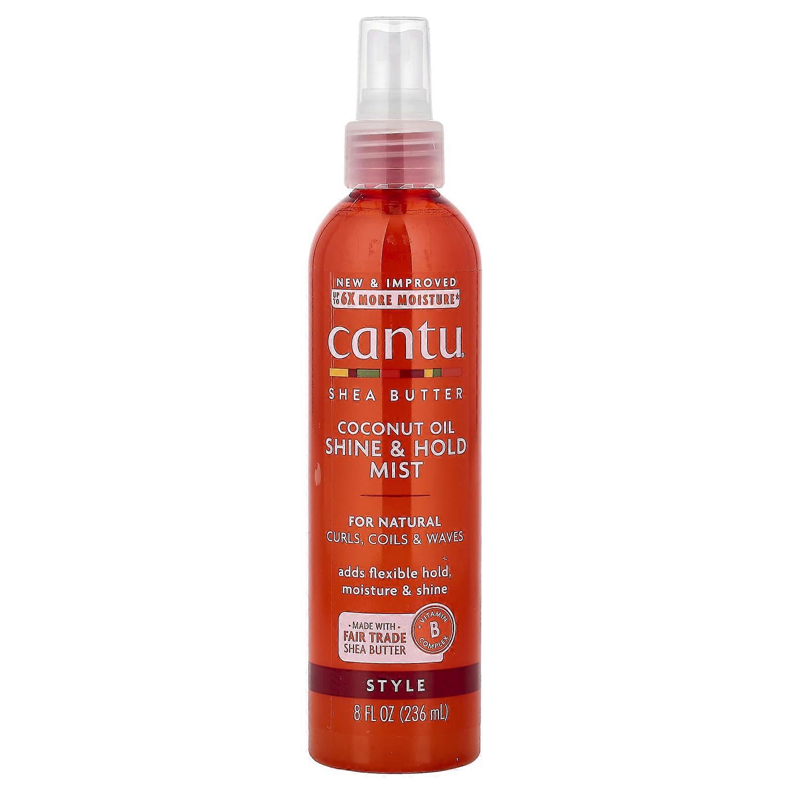 Cantu, Spray de Brilho e Fixação com Manteiga de Karité e Óleo de Coco, 236 ml (8 fl oz), Pacote com 3 unidades