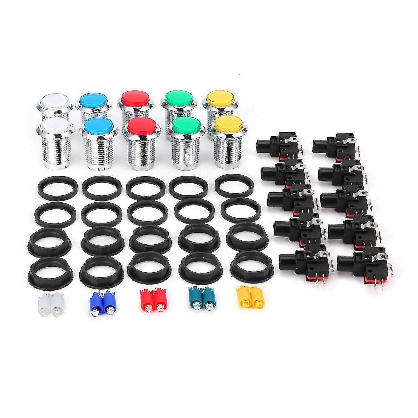 32mm Small Round SilverPlated Button with Light Game Console Button Switch Arcade Button