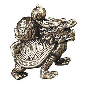 Retro Brass Dragon Turtle Statue Home Desktop Decoration Miniature Dragon Turtle Figurine