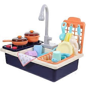 Afwasspeelgoed voor kinderen, thuiseducatie, blauwe plastic keukenset voor de gootsteen, cognitieve ontwikkeling, 1 set