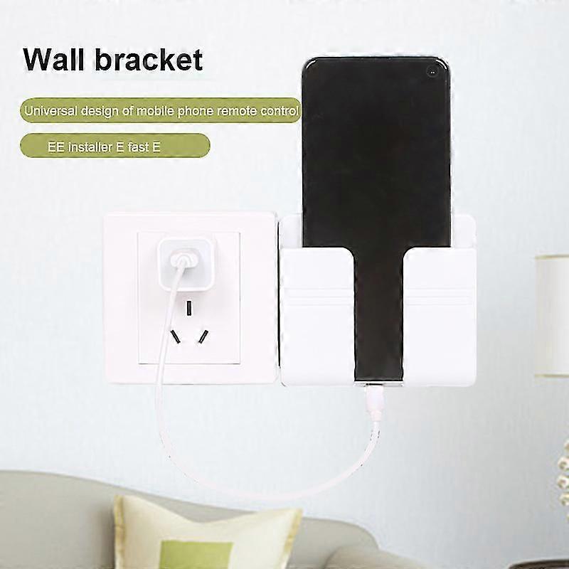 Mobile Phone Charging Hanging Holder Multifunction Wall Mounted Plug Bracket Remote Control Mounted Storage Box