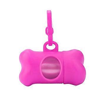 20 rouleaux Pet Dog Plastique Nettoyer les sacs de déchets avec support distributeur de sac en forme d’os (rose)_