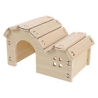 Houten schuilplaats voor hamsters - Natuurlijke houten schuilplaats voor cavia's, dwerghamsters, gerbils en muizen - Accessoires voor kleine dierenhokken om zich in te verstoppen en te spelen