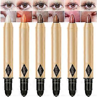 MooGlamor 6-Piece Shimmery Eyeshadow Stick Set with Blendable Cream Pen & Brush