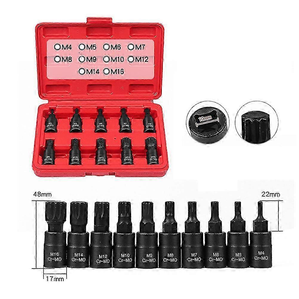 10PCS 12 Point Socket Wrench Set Universal 3/8 Square Drive Socket Set -M16 Socket Kit
